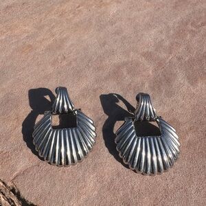 Vintage Silver tone Knocker CLIP-ON Earrings